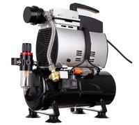 TC TECHNIC - Kit compressore per aerografo - Serbatoio da 4 l, 4 bar, 44 l/min, 350 W, 230 V, senza olio, silenzioso, avvio/arresto automatico - per modellismo, magliette, ceramica - AS-600