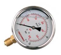 TC TECHNIC - Manometro per Acqua e Aria - Manometro A Glicerina 0-40bar, Ø100mm, 1/2 Pollice, Attacco Inferiore, Scala Bar e PSI - per Impianti Pneumatici e Idraulici, Climatizzazione e Ventilazione