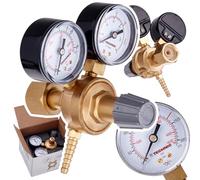 TC Technic - Riduttore di pressione a gas per Argon e CO2 - Regolatore di pressione per saldatura TIG MIG MAG - 0-10 bar - 20 l/min - con 2 manometri - Ottone - Connettore W21,8