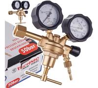 TC TECHNIC Riduttore di pressione azoto 50 BAR regolatore di pressione 0013-NH, regolatore gas con 2 manometri, alloggiamento in ottone, 40 m³/h