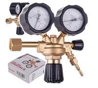 TC TECHNIC Riduttore di pressione azoto RC3-0013-N, regolatore gas con 2 manometri, corpo in ottone, 0,5-10 bar, 40 m³/h