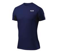 TCA Atomic Maglia per Palestra Uomo Sport - Maglietta Running - Maglie da Corsa a Maniche Corte - Abbigliamento Fitness - Blu Scuro, XL