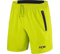 TCA Elite Tech Pantaloncini Corti Uomo Sportivi da Corsa con Tasche Laterali con Zip - Verde Acceso, L