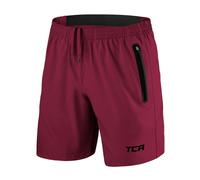 TCA Elite Tech Pantaloncini Palestra Uomo - con Tasche Laterali con Zip - Pantaloni Corti Sportivi da Corsa - Rosso, L