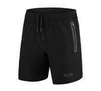 TCA Elite Tech Pantaloncini Palestra Uomo - con Tasche Laterali con Zip - Pantaloni Corti Sportivi da Corsa - Nero/Nero, M