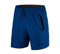 TCA Elite Tech Pantaloncini Palestra Uomo - con Tasche Laterali con Zip - Pantaloni Corti Sportivi da Corsa - Blu, XS
