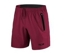 TCA Elite Tech Pantaloncini Palestra Uomo - con Tasche Laterali con Zip - Pantaloni Corti Sportivi da Corsa - Rosso, XXL