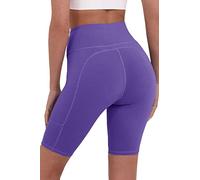 TCA Equilibrium Yoga Pantaloncino Corto a Vita Alta da Donna con Tasca Laterale - Viola, L