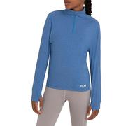 TCA Fusion Quickdry Maglia da Corsa A Manica Lunga da Bambina con Colletto e Mezza Zip - Blu, 8-10 Anni