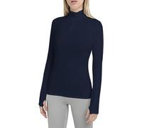 TCA Fusion Quickdry Maglia da Corsa A Manica Lunga da Donna con Colletto e Mezza Zip - Blu Scuro, M