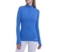 TCA Fusion Quickdry Maglia da Corsa A Manica Lunga da Donna con Colletto e Mezza Zip - Blu, XS