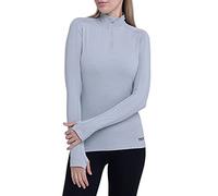 TCA Fusion Quickdry Maglia da Corsa A Manica Lunga da Donna con Colletto e Mezza Zip - Grigio, L