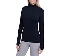 TCA Fusion Quickdry Maglia da Corsa A Manica Lunga da Donna con Colletto e Mezza Zip - Nero, XS