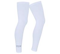 TCA Ghette con UPF 50+, Anti-Lip, Scaldamuscoli per Gambe per Uomo e Donna per Ciclismo, Corsa, Camminata, Pallacanestro - Ghette a Compressione Completa per le Gambe - Bianco, S