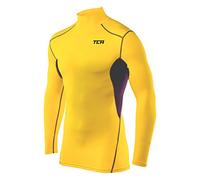 TCA Hyperfusion Compression Base Layer Maglia Manica Lunga sotto Maglia da Uomo - Collo Alto - Giallo/Nero (Collo Alto), XXL
