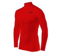 TCA Hyperfusion Compression Base Layer Maglia Manica Lunga sotto Maglia da Uomo - Collo Alto - Rosso (Collo Alto), XL