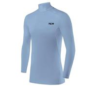 TCA Hyperfusion Compression Base Layer Maglia Manica Lunga sotto Maglia da Uomo - Girocollo - Azzurro (Collo Alto), S