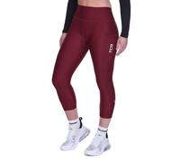 TCA Leggings da Ciclismo 3/4 Imbottiti per Donne. Pantaloncini da Bici a Vita Alta Traspiranti con Tasche UPF 50+ Antiscivolo e Asciugatura Rapida - Cabernet, M