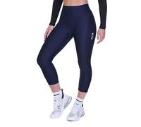 TCA Leggings da Ciclismo 3/4 Imbottiti per Donne. Pantaloncini da Bici a Vita Alta Traspiranti con Tasche UPF 50+ Antiscivolo e Asciugatura Rapida - Blu Scuro, XS