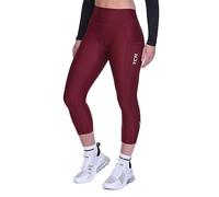 TCA Leggings da Ciclismo 3/4 Imbottiti per Donne. Pantaloncini da Bici a Vita Alta Traspiranti con Tasche UPF 50+ Antiscivolo e Asciugatura Rapida - Cabernet, M