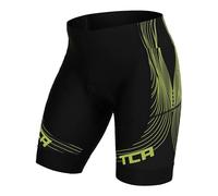TCA Pantaloncini Ciclismo Imbottiti Slipstream da Uomo, Asciugatura Rapida, Traspiranti e Anti-Scivolo con Tasca Posteriore con Zip. Ideali per Il Ciclismo - Nero/Giallo, XXL