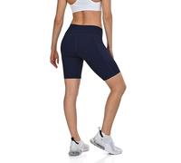 TCA Pantaloncini da Yoga a Vita Alta da Donna - Pantaloncini Biker Morbidissimi con Controllo Pancia e 2 Tasche Laterali Aperte per Corsa, Palestra e Allenamento - Navy Blazer, M
