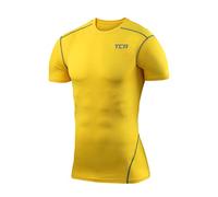 TCA PRO Performance Base Layer Aderente da Bambino Top Termico a Maniche Corte - Giallo, L Ragazzi (10-12 Anni)