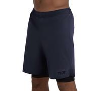 TCA Ultra Pantaloncini Uomo Palestra 2 in 1 - Pantaloncini Sportivi da Corsa - Running Shorts con Pantaloncino a Compressione Interno- Blu Scuro/Nero (Tasca Posteriore), XL