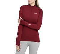TCA Winter Run Donna Top da Corsa A Manica Lunga con Mezza Zip - Cabernet, XS