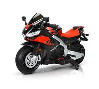 TCARAIWEN 24V Motocicletta Elettrica Bambini con Licenza Aprilia - Velocità 10 MPH, Ruote Laterali, Interruttore a Chiave + MP3 Nero (3-6 Anni)