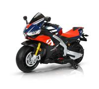 TCARAIWEN 24V Motocicletta Elettrica Bambini con Licenza Aprilia - Velocità 10 MPH, Ruote Laterali, Interruttore a Chiave + MP3 Blu (3-6 Anni)