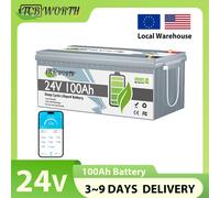 TCBWORTH 24V 100AH Bluetooth Lifepo4 Batteria integrata 100A BMS, oltre 7000 cicli, per motori da traina, marina, sistema solare per l'archiviazione domestica