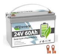 TCBWORTH LiFePO4 24V 60Ah Bluetooth Batterie al Litio 60A BMS, a Bassa Temperatura e 4000+ Ciclo Profondo, per Camper, Barca, Casa, Kit di Pannelli Solari, Campeggio