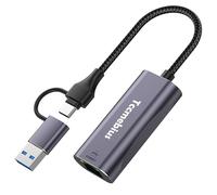 Tccmebius Adattatore Ethernet USB 3.0, 2 in 1 USB Type-A/C a RJ45 1000Mbps Gigabit Ethernet LAN Rete Adattatore per MacBook Air, iPad, iPhone15/15Pro, Surface Pro, Notebook PC (TCC-S30B)