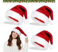 Tccydm 3 Pezzi Cappello Natale Per Adulti, Cappello Babbo Natale, Capp-ello Nat-ale,Capp-ello Di Babbo Nata-le, Cap-pello Bab-bo Nat-ale Peluche, Accessori Per Costume Di Bab-bo Nata-le (Adulti)