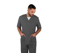 TCD Divisa Sanitaria Infermiere Completa di Casacca e Pantalone | Camice Bianco Medicale Unisex Uomo e Donna | OSS Ospedale Estetista Veterinario Dentista (U20 Grigio, XL)