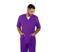 TCD Divisa Sanitaria Infermiere Completa di Casacca e Pantalone | Camice Bianco Medicale Unisex Uomo e Donna | OSS Ospedale Estetista Veterinario Dentista (U30 Viola Medio, M)