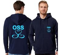 TCD Felpa Unisex OSS Operatore Socio Sanitario con Zip colore blu scuro - Personalizzata con stampa Fronte/Retro - SPEDIZIONE Gratuita (M, OSS FONENDOSCOPIO SNAKE, CELESTE)