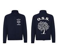 TCD Felpa Unisex OSS Operatore Socio Sanitario con Zip e Cappuccio colore blu scuro - Personalizzata con stampa Fronte/Retro - SPEDIZIONE Gratuita (XS, OSS ALBERO DELLA VITA, BIANCO)