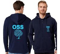 TCD Felpa Unisex OSS Operatore Socio Sanitario con Zip e Cappuccio colore blu scuro - Personalizzata con stampa Fronte/Retro - SPEDIZIONE Gratuita (S, OSS ALBERO DELLA VITA, CELESTE)