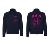 TCD Felpa Unisex OSS Operatore Socio Sanitario con Zip e Cappuccio colore blu scuro - Personalizzata con stampa Fronte/Retro - SPEDIZIONE Gratuita (S, OSS ANGELO ITALIA, FUCSIA)