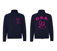 TCD Felpa Unisex OSS Operatore Socio Sanitario con Zip e Cappuccio colore blu scuro - Personalizzata con stampa Fronte/Retro - SPEDIZIONE Gratuita (L, OSS CUORE ECG 01, FUCSIA)