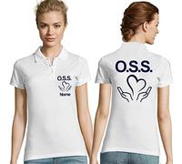 TCD Polo OPERATORE Socio Sanitario Donna Personalizzata con Scritta E Logo OSS (XXL, Bianco Cuore Mani)