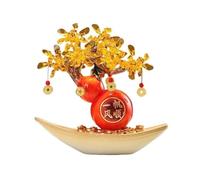 TCDHICY Cristallo Albero Soldi Albero della Fortuna in Cristallo da Tavolo, Decorazione for inaugurazione della casa in Ufficio con Navigazione fluida Feng Shui Cristalli Bonsai(Beige)