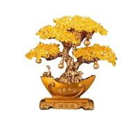 TCDHICY Cristallo Albero Soldi Albero di Cristallo Feng Shui, Ornamento del Fondo del lingotto d'oro, Albero della Fortuna da Tavolo for Ufficio Domestico Feng Shui Cristalli Bonsai(Yellow,Grande)
