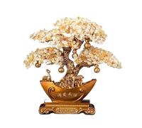 TCDHICY Cristallo Albero Soldi Albero di Cristallo Feng Shui, Ornamento del Fondo del lingotto d'oro, Albero della Fortuna da Tavolo for Ufficio Domestico Feng Shui Cristalli Bonsai(Beige,Grande)
