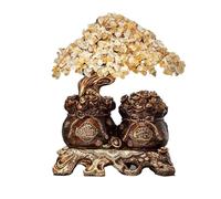 TCDHICY Cristallo Albero Soldi Home Albero della Fortuna, Albero di Cristallo Feng Shui, Decorazione for l'arredamento del Soggiorno for la Festa di Apertura Feng Shui Cristalli Bonsai(Beige)