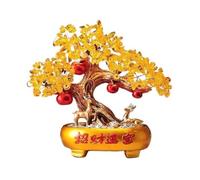 TCDHICY Cristallo Albero Soldi Ornamenti for L'Albero della Fortuna in citrino, Decorazione for la tavola Che attrae ricchezza e prosperità Feng Shui Cristalli Bonsai(Gold)