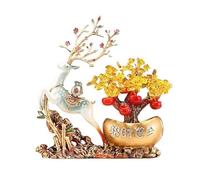 TCDHICY Cristallo Albero Soldi Ornamento Feng Shui dell'albero dei Soldi di Cristallo, Decorazione del Tavolo della ricchezza e della prosperità Domestica, Cervo Feng Shui Cristalli Bonsai(Blue)