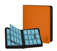 TCGUARD 12 Scomparti per Carte da Collezione, Album con Chiusura Lampo, per 720 Carte, Raccoglitore per Carte di Credito, Tasche Laterali Sicure, Compatibile con YuGiOh, MTG, Carte Sportive,Arancione